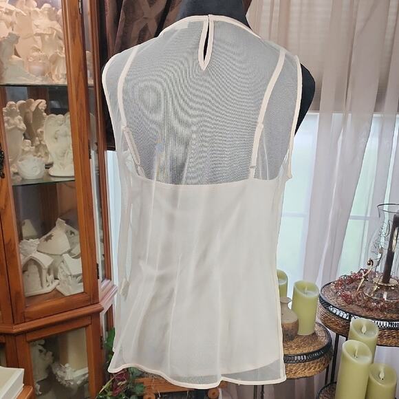 WHITE HOUSE BLACK MARKET | Whimsigoth Cream Embroidered Sequined Mesh Tank | M - Picture 6 of 12